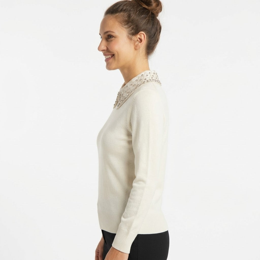 Pull col à strass