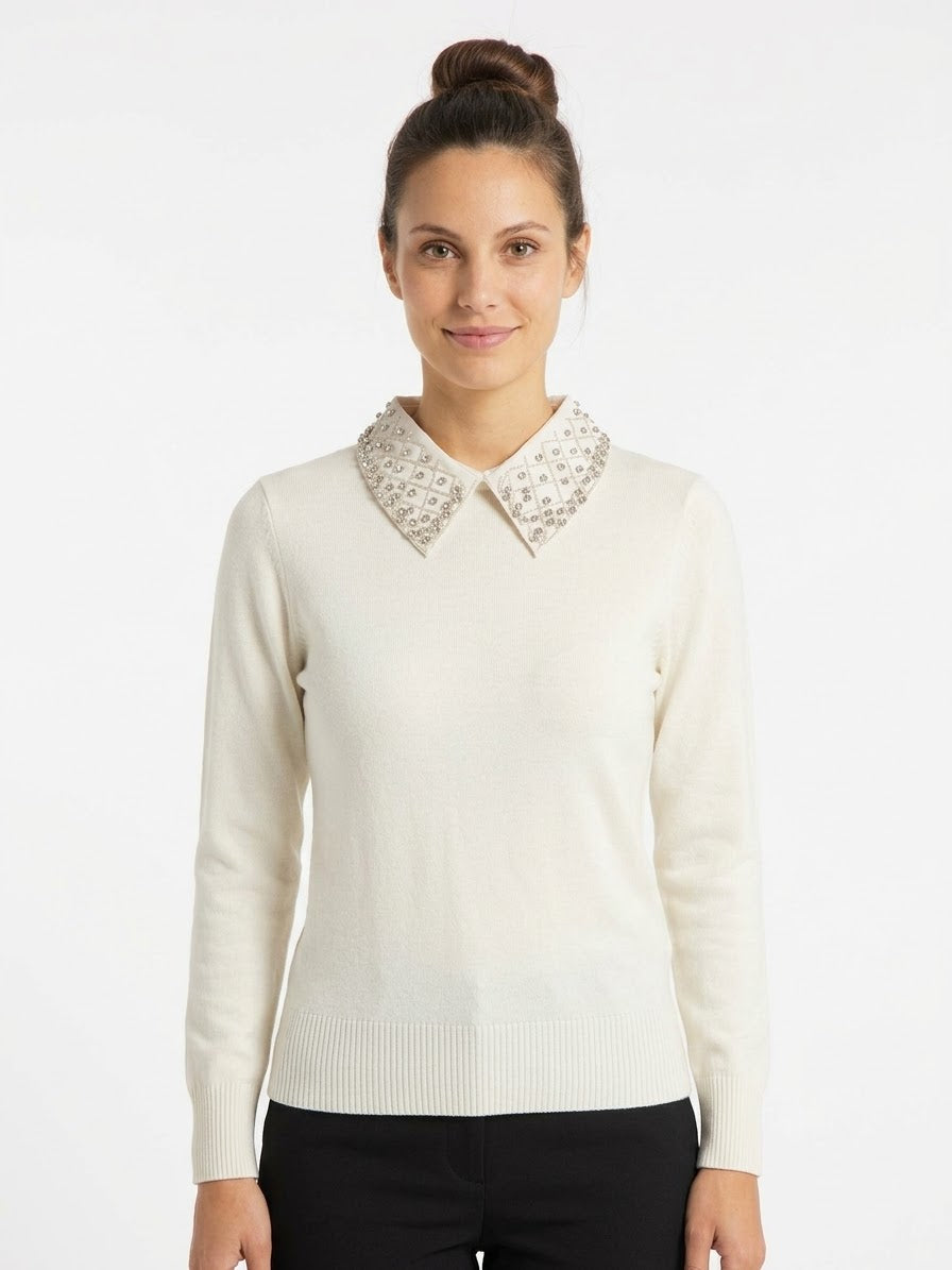 Pull col à strass